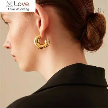 Новые геометрические простые минималистичные круглые золотые серебряные толстые металлические серьги-кольца для женщин ювелирные изделия шириной 1 см