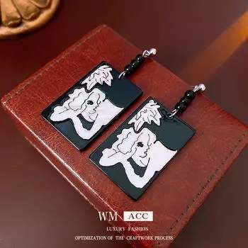 Новые геометрические серьги из смолы и серебра в китайском стиле, шикарные ретро-серьги в стиле «темперамент», серьги премиум-класса в стиле «ниша» 5#
