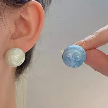 Новые геометрические серьги с масляной эмалью для женщин, модные французские полукруглые серьги для вечеринок