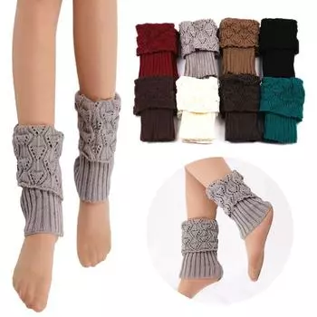 Новые гетры с вязаной отделкой на щиколотке и рукавами, носки, гетры, вязаные крючком манжеты чёрный