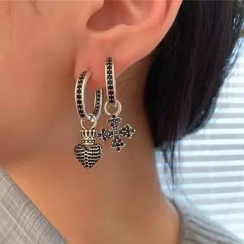 Новые готические серьги-кресты в форме сердца, серьги-подвески, сувениры для вечеринок, женские ювелирные украшения платиновый