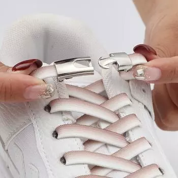 Новые градиентные эластичные шнурки, кроссовки с перекрестными замками, шнурки без завязок для детей и взрослых, спортивные шнурки без завязок, резиновые ленты, шнурки - темно-синий/белый