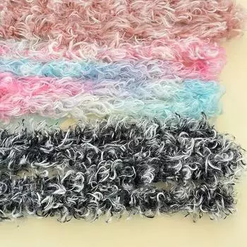 Новые градиентные цветные кудрявый твистер DIY шерстяная кукла имитация щенка Тедди волосы корни волос полоски аксессуары