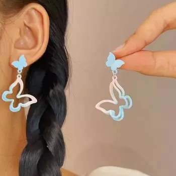 Новые градиентные полые серьги-бабочки модный дизайн серьги-сердечки для девочек ювелирные изделия ювелирные изделия подарки