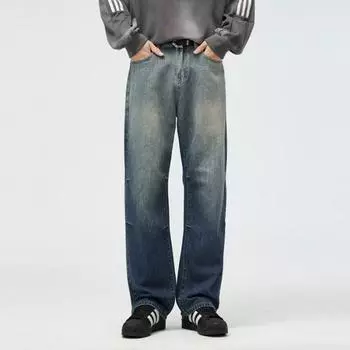 Новые градиентные синие широкие прямые джинсы для мужской ретро-прямой базовой простой и универсальной модели 28 синий
