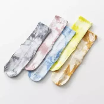 Новые хлопковые дышащие носки до середины икры с принтом тай-дай, носки для йоги, носки для пилатеса, нескользящие напольные носки, спортивные носки для танцев в помещении, фитнеса и фитнеса EUR 35-40