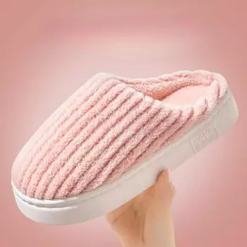 Новые хлопковые тапочки для мужчин на осень и зиму, теплые и толстые подошвы, хлопковая обувь для женщин, нескользящая, для дома, пара, плюш 36 белый