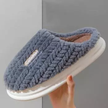 Новые хлопковые тапочки для женщин, зимние домашние тапочки для пар, толстая подошва, теплые домашние плюшевые тапочки для мужчин 36-37 оранжевый