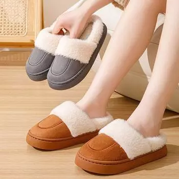 Новые хлопковые тапочки женские осенне-зимние домашние тапочки с толстой подошвой, нескользящие, теплые, плюшевые, домашние тапочки для пар, мужские зимние 36-37 [suitable for sizes 35-36 feet]