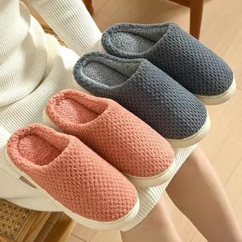 Новые хлопковые тапочки женские зимние парные домашние домашние нескользящие плюшевые теплые домашние мужские тапочки осень и зима 36-37 зелёный