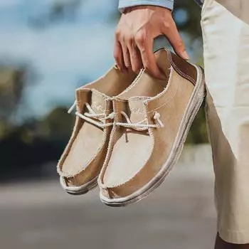 Новые холщовые мужские дышащие мокасины, модные повседневные туфли ручной работы, плоская обувь, удобная повседневная обувь для мужчин US 6.5(EUR 39) абрикосовый