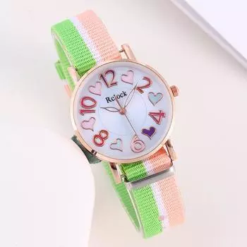 Новые холщовые ремешки для часов, простые, модные, универсальные, женские, кварцевые, наручные часы для девочек, Love Digital жёлтый