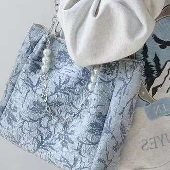 Новые холщовые сумки через плечо, повседневные женские сумки-тоуты большой вместимости, модные синие печатные сумки для женщин