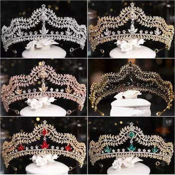 Новые хрустальные короны со стразами и украшениями, а также короны, женские аксессуары для волос, свадебные украшения для волос невесты, головной убор для вечеринки по случаю дня рождения красный