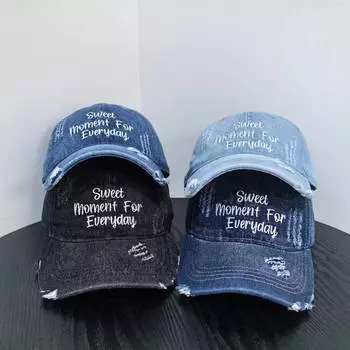 Новые и старые бейсболки, мужские и женские весенне-летние модные джинсовые бейсболки, кепки с большой окружностью головы, повседневные и универсальные. M56-58cm чёрный