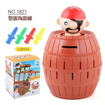 Новые и странные игрушки, Большая коварная пиратская бочка 24 меча, Интерактивная настольная игра для вечеринок для нескольких игроков для родителей и детей