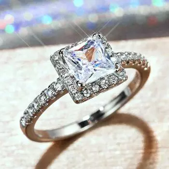 Новые идеальные женские обручальные кольца с фианитом в огранке принцессы, модные контрактные стильные высокого качества 9
