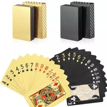 Новые игральные карты из золота 24 карата, пластиковая колода для игры в покер, фольгированная упаковка для покера, волшебная водонепроницаемая подарочная коллекция карт, настольная игра для азартных игр