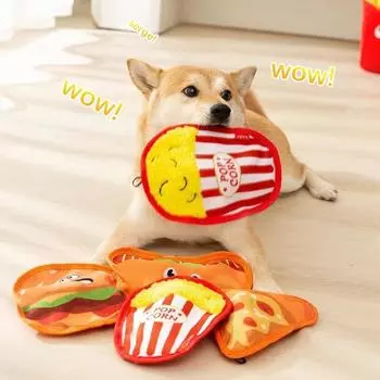 Новые игрушки для собак, бургер, картофель фри, имитация еды, кошки, собаки, грызут, успокаивают, снимают скуку, игрушки, скрежетающие зубы, устойчивые к укусам, товары для домашних животных
