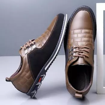 Новые импортные мужские повседневные кожаные туфли большого размера мужские повседневные туфли на шнуровке деловые деловые туфли размер 38-50 38 чёрный