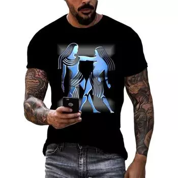 Новые индивидуальные футболки с рисунком «Созвездие», летние модные повседневные футболки с круглым вырезом и короткими рукавами с 3D принтом, топы S