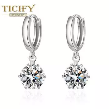 Новые инкрустированные цирконом серьги с шестью когтями, легкая роскошь, модные и темпераментные украшения для ушей, простой дизайн, праздничный подарок для женщин белый