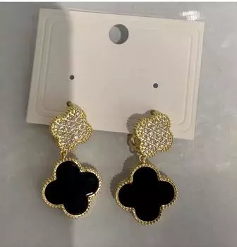 Новые инкрустированные серьги ручной работы с преувеличенными листьями и травой, легкие роскошные серьги премиум-класса, женские блестящие сексуальные серьги 4*2.5cm чёрный