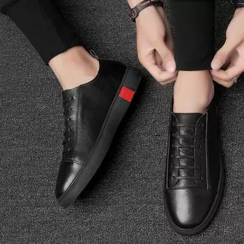 Новые итальянские мужские повседневные туфли 2024 года из натуральной кожи на шнуровке, дизайнерские туфли для мужчин, кроссовки, удобные спортивные туфли для тенниса, мокасины 36 чёрный