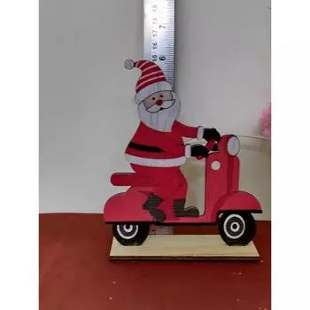 Новые изделия ручной работы Рождественские украшения Маленькие деревянные украшения Рождественский подарок (Санта на скутере, гравированный на дереве)