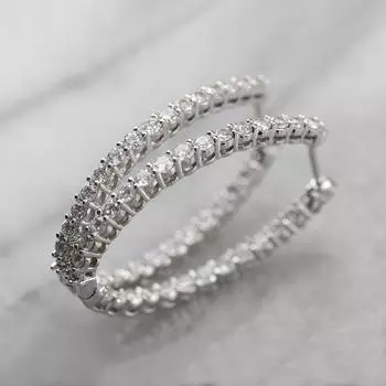 Новые изящные овальные серьги-кольца для женщин, роскошные женские серьги с цирконовым камнем с микромощением, аксессуары для свадебной вечеринки, модные ювелирные изделия белый