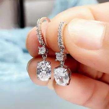 Новые изящные висячие серьги для женщин, белые/желтые/розовые овальные серьги с цирконием, повседневная одежда, нежные аксессуары, модные украшения для вечеринок