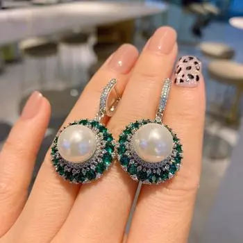 Новые изумрудные австралийские крупные жемчужные серьги кольцо ожерелье серьги феи женская мода мода