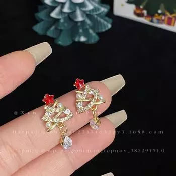 Новые изысканные и модные серьги «Елка» с цветным цирконом