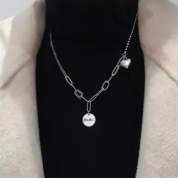 Новые изысканные круглые ожерелья из стерлингового серебра 925 пробы со смайликами в форме сердца из тайского серебра с надписью «Любовное письмо» N093