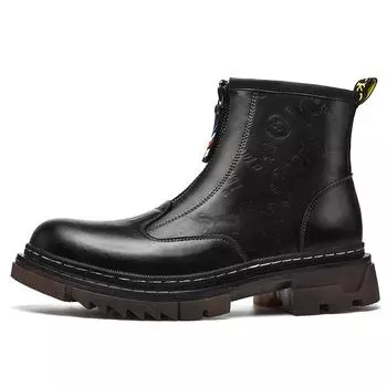 Новые изысканные мужские благородные ботинки ручной работы из натуральной кожи с молнией спереди, повседневные модные роскошные ботинки высокого класса, большие размеры 46 чёрный
