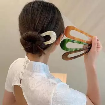 Новые изысканные разноцветные леопардовые ретро палочки для волос, элегантные ацетатные U-образные женские заколки для волос, заколки для волос, аксессуары для укладки волос