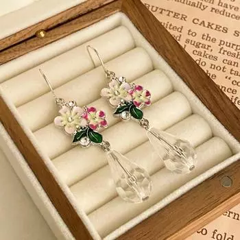 Новые изысканные роскошные длинные женские серьги-джокеры с цветочной каплей и глазурью