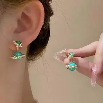 Новые изысканные серьги-джокеры с микроинкрустацией бриллиантами и двойным кольцом, шариковые геометрические серьги-джокеры, женские украшения