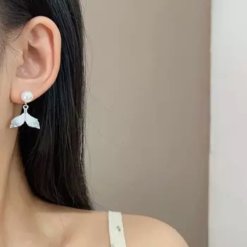 Новые изысканные серьги-подвески с жемчугом и рыбьим хвостом простые женские серьги с градиентными кристаллами ювелирные изделия подарки как