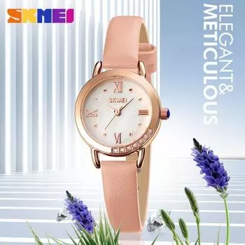 Новые изысканные водонепроницаемые женские часы Moment America с тонким ремешком, кварцевые круглые школьные кожаные маленькие круглые часы красный