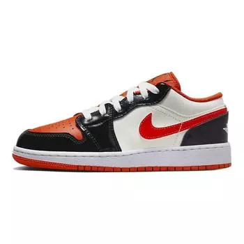 Новые Jordan Air Jordan 1 Low Halloween Кожа Удобные Нескользящие Прочные Низкие Детские Баскетбольные Кроссовки GS DV1335-800 36