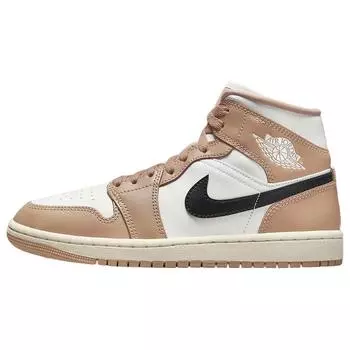 Новые Jordan Air Jordan 1 Mid Синтетическая кожа Круглый носок Шнуровка Нескользящие Средний верх Ретро Женские баскетбольные кроссовки BQ6472-103 36.5