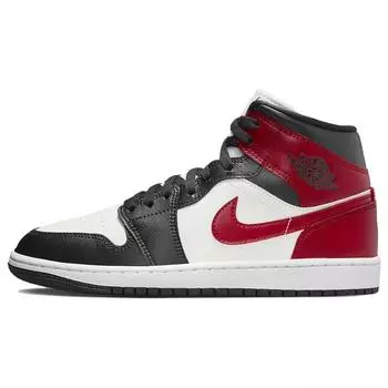 Новые Jordan Air Jordan 1 Mid WMNS Black Toe Прочные кроссовки средней высоты в стиле ретро для баскетбола Женские BQ6472-160 36.5