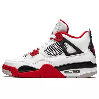 Новые Jordan Air Jordan 4 Синтетическая кожа Модные Удобные Нескользящие Средней высоты Детские Баскетбольные кроссовки GS 408452-160 35.5