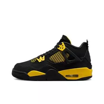 Новые Jordan Air Jordan 4 Thunder Кожаные Полувысокие Кроссовки для Баскетбола GS 408452-017 36