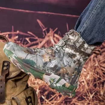 Новые камуфляжные ботинки для активного отдыха 2024 года с высоким кроем и толстой подошвой, противоскользящие, износостойкие, для походов, кемпинга, альпинизма 39 песочный