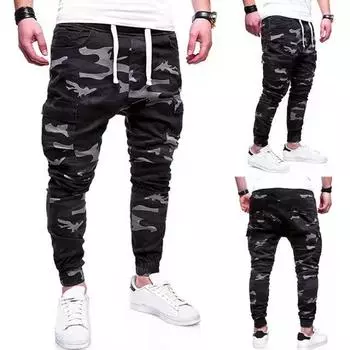 Новые камуфляжные мужские брюки с несколькими карманами, повседневные брюки с микрострейчем на талии, модные рабочие брюки, мужские джинсы S