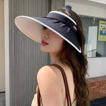 Новые карнизы контрастного цвета с пустым верхом солнцезащитная шляпа женская летняя маска для лица солнцезащитная шляпа защита от ультрафиолета дорожная шляпа от солнца Adjustable (52-60cm) белый