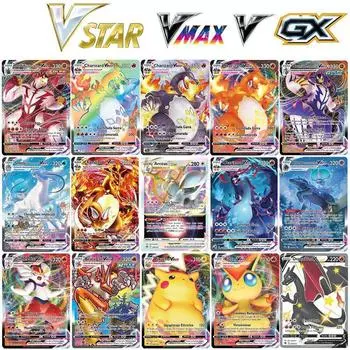 Новые карты покемонов, блестящие VSTAR GX EX VMAX MEGA TAG TEAM, коллекция Чаризарда Пикачу, боевая коллекционная карточная игра, детские игрушки, подарок 30PCS - VMAX
