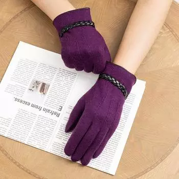 Новые кашемировые и шерстяные перчатки для женщин милые для езды на велосипеде теплые с добавленным флисом и утолщенные с сенсорным экраном для защиты от холода и катания на лыжах /One Size